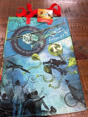 Trader Joe’s Reusable Ohio Grocery Tote Bag with Vintage Airplane Design -